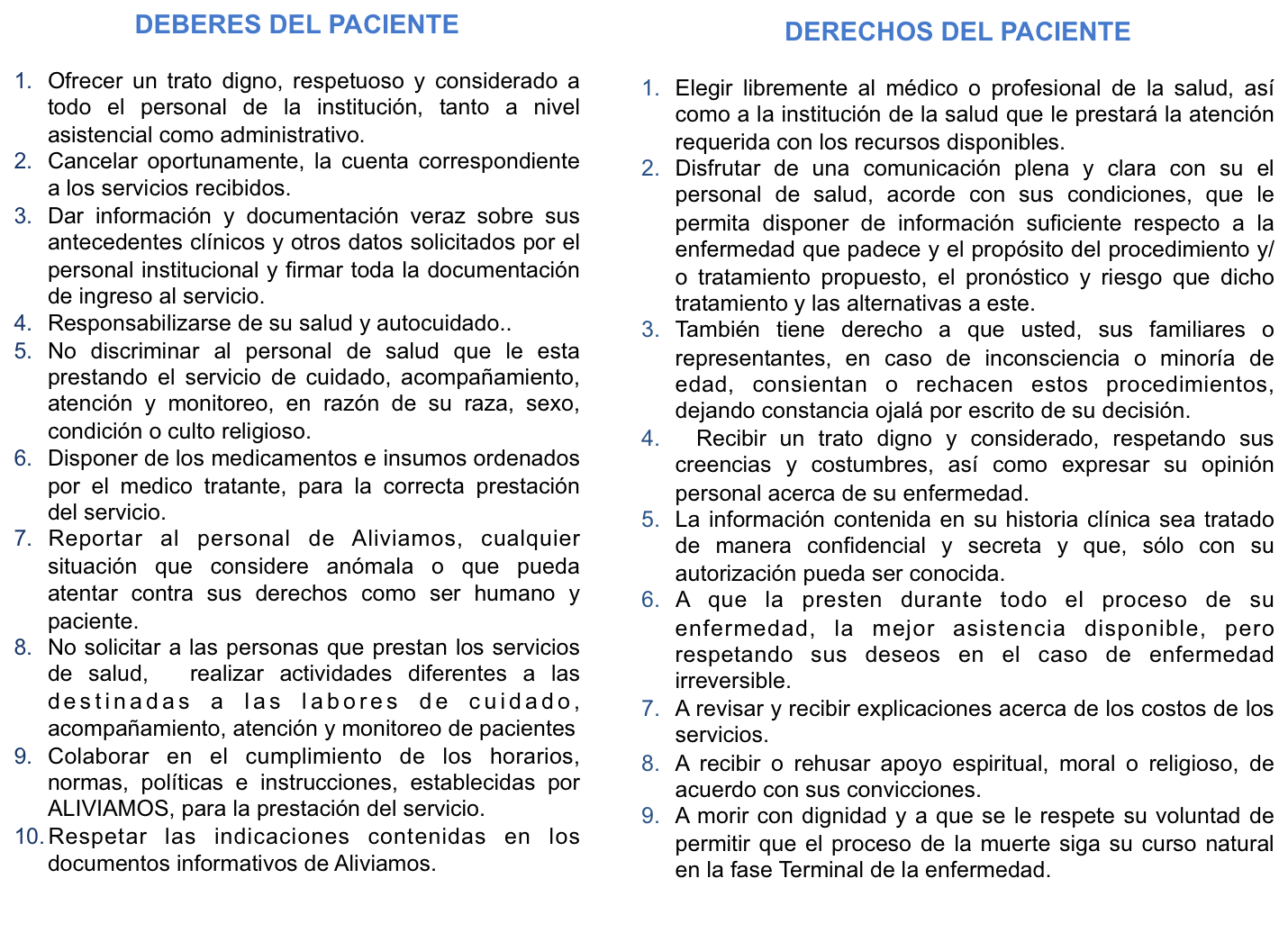 deberes y derechos